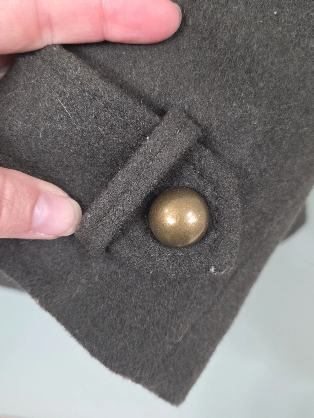 American Eagle Outfitters‎ women's army green peacoat with bronze buttons Sz S